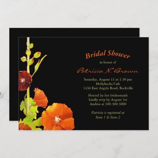 Southern Hollyhocks Fall Brautparty Einladung (Vorne/Hinten)