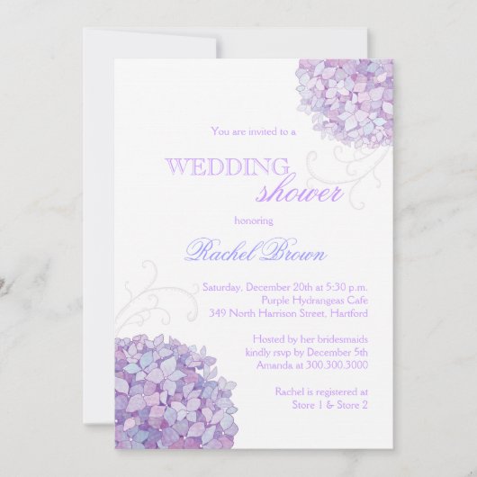 Southern Hydrangea Bloms Spring Wedding Dusche Einladung (Vorderseite)