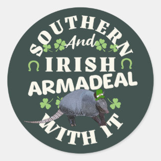 Southern Irish Armadillo Funny St Patricks Day Runder Aufkleber