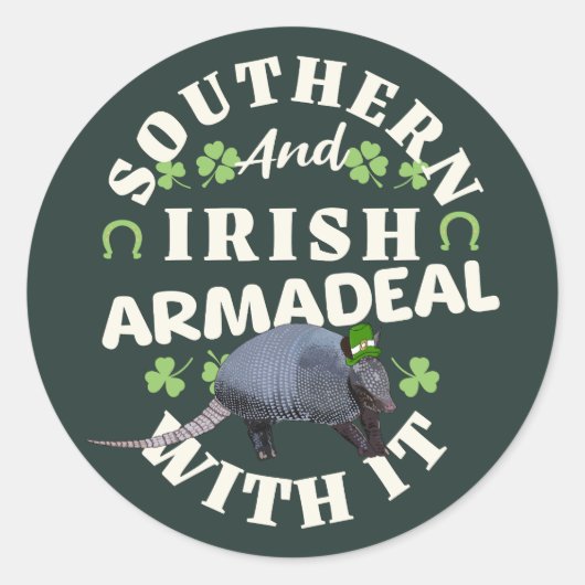 Southern Irish Armadillo Funny St Patricks Day Runder Aufkleber (Vorderseite)