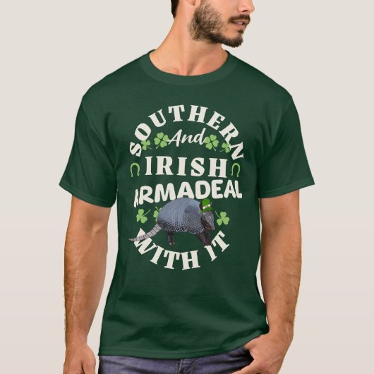 Southern Irish Armadillo Funny St Patricks Day T-Shirt (Vorderseite)