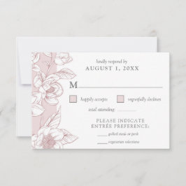 Southern Magnolia Blossom Blush Bloral RSVP Card Einladung