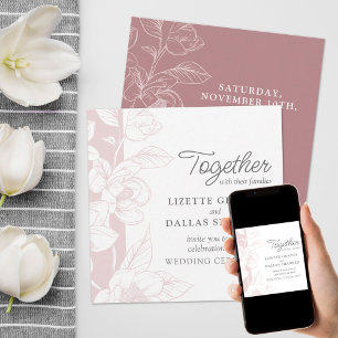 Southern Magnolia Blossom Blush Bloral Wedding Einladung
