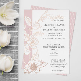 Southern Magnolia Blossom Blush Bloral Wedding Folieneinladung