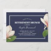 Southern Magnolia Blue Retirement Brunch Einladung (Vorderseite)