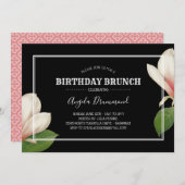 Southern Magnolia Geburtstag Brunch Black Einladung (Vorne/Hinten)