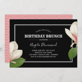 Southern Magnolia Geburtstag Brunch Black Einladung