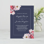 Southern Magnolia Wedding Midnight Blue Einladung (Stehend Vorderseite)