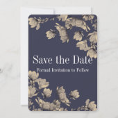Southern Magnolias Foto & Midnight Blue Wedding Save The Date (Rückseite)