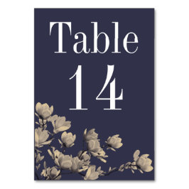 Southern Magnolias & Midnight Blue Wedding Tischnummer