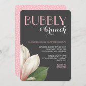 Southern Magnolis Bubbly Brunch| Grauer Elfenbeins Einladung (Vorne/Hinten)