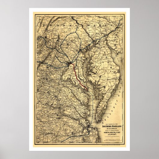 Southern Maryland Railroad Map 1881 Poster (Vorne)