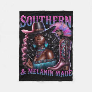 Southern Melanin Made Black Cowgirl Black History Fleecedecke