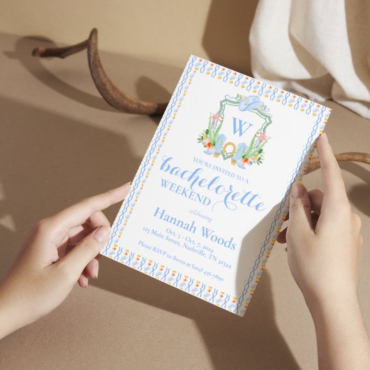 Southern Monogram Grandmillennial Bachelorette Einladung