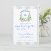 Southern Monogram Grandmillennial Bachelorette Einladung (Stehend Vorderseite)