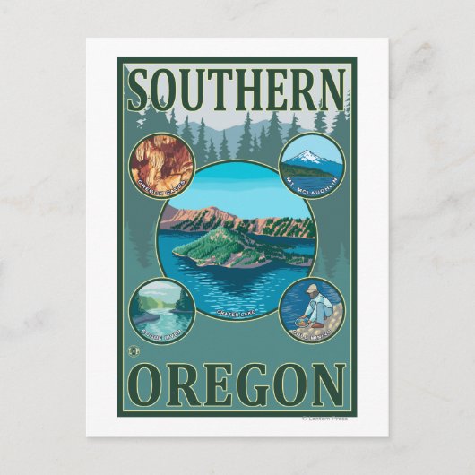 Southern OregonScenic Travel Poster Postkarte (Vorderseite)