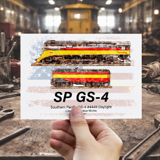 Southern Pacific GS-4 Daylight Locomotive profile Postkarte
