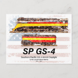 Southern Pacific GS-4 Daylight Locomotive profile Postkarte