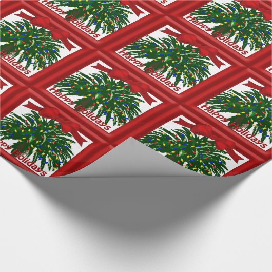 Southern Palm Tree Weihnachtswrapping Papper Geschenkpapier (Ecke)