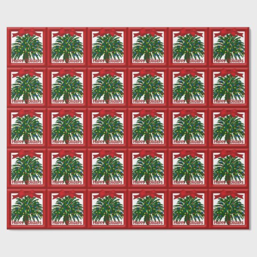 Southern Palm Tree Weihnachtswrapping Papper Geschenkpapier (Flach)