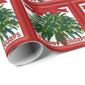 Southern Palm Tree Weihnachtswrapping Papper Geschenkpapier (Rolleneckpunkt)