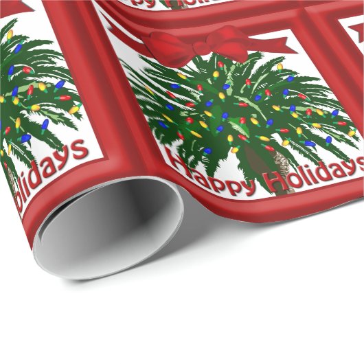 Southern Palm Tree Weihnachtswrapping Papper Geschenkpapier (Rolleneckpunkt)
