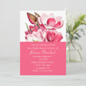 Southern Pink Magnolias Bridal Dusche Einladung (Stehend Vorderseite)