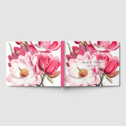 Southern Pink Magnolias Wedding Guest Book Gästebuch (Voll)
