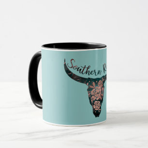 Southern Roots Country Longhorn Rosa Pink & Grün Tasse