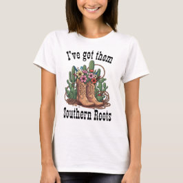 Southern Roots Cowboy Boots & Wildblumen T - Shirt