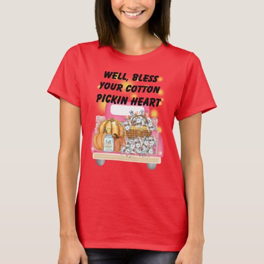 Southern Sass Pink Truck & Fall Harvest T - Shirt (Vorderseite)