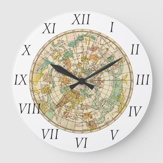 Southern Sky Star Chart and Constellation Map Große Wanduhr (Vorderseite)