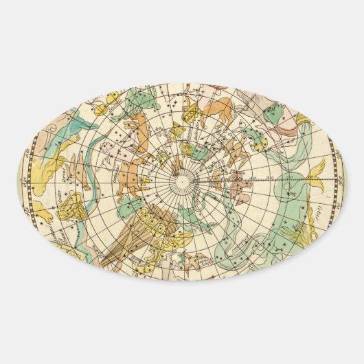 Southern Sky Star Chart and Constellation Map Ovaler Aufkleber (Vorderseite)