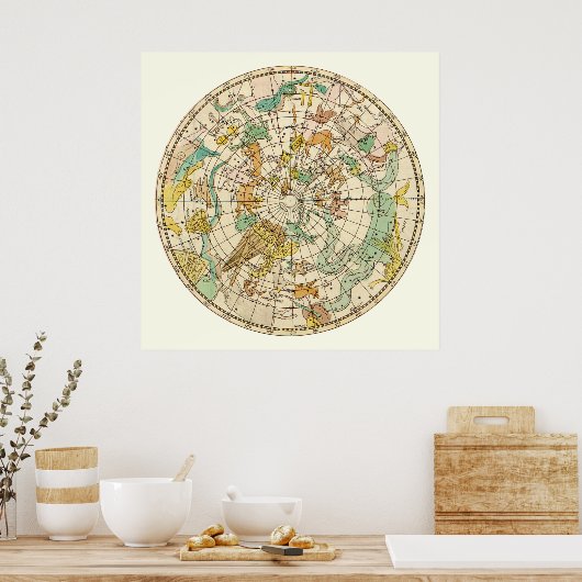 Southern Sky Star Chart and Constellation Map Poster (Küche)