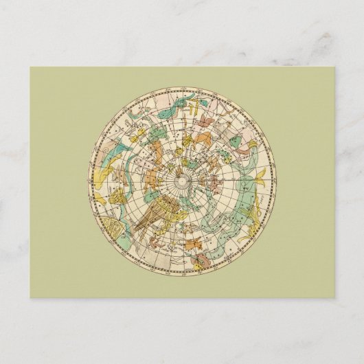 Southern Sky Star Chart and Constellation Map Postkarte (Vorderseite)
