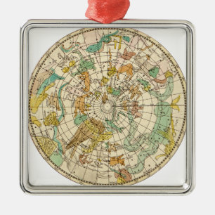 Southern Sky Star Chart and Constellation Map Silbernes Ornament