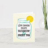 Southern Sunshine Sweet Tea Lemon Mason Jar Dankeskarte (Vorderseite)