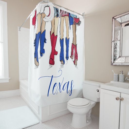 Southern Texas Fashion Cowboy Boots Blue Custom Duschvorhang (Beispiel)
