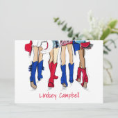 Southern Texas Ladys Fashion Cowboy Boots Name Dankeskarte (Stehend Vorderseite)