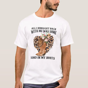 Southern Western Leopard Cowboy Boots hat Sand in T-Shirt