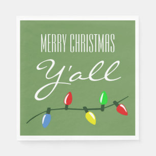 Southern Ya'll Frohe Weihnachtsbaum Lichter Funny Serviette