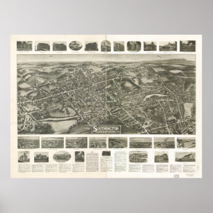 Southington Connecticut 1914 Panoramakarte Poster