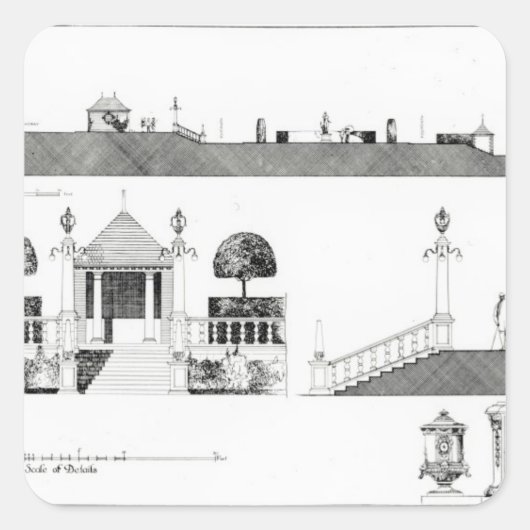 Southport: Abschnitt und Details der oberen Quadratischer Aufkleber (Vorderseite)