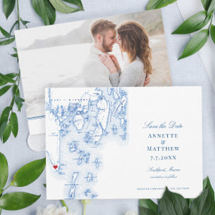 Southport Boothbay Hafen Maine Elegante Karte