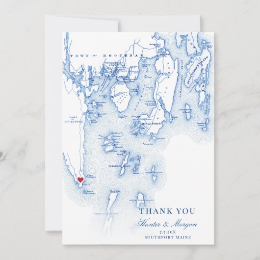 Southport Boothbay Maine Wedding Flat Dankeskarte (Vorderseite)