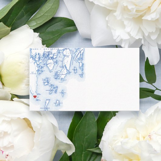 Southport Maine Map Blue Wedding Flat Escort Platzkarte