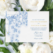 Southport Maine Wedding Elegant Navy und Gold Folieneinladung