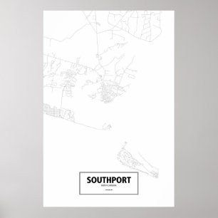 Southport, North Carolina (Schwarzes auf Weiß) Poster