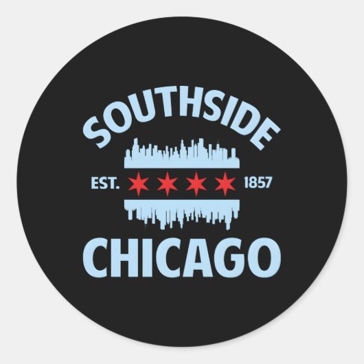 Southside Chicago Flag Skyline Runder Aufkleber (Vorderseite)