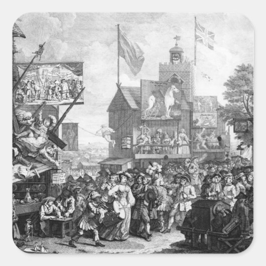 Southwark Fair, 1733 Quadratischer Aufkleber (Vorderseite)